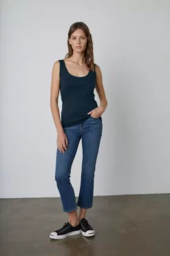 Velvet By Graham & Spencer MOSSY GAUZY WHISPER FITTED TANK Womens