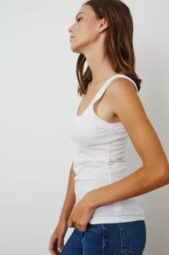 Velvet By Graham & Spencer MOSSY GAUZY WHISPER FITTED TANK Womens