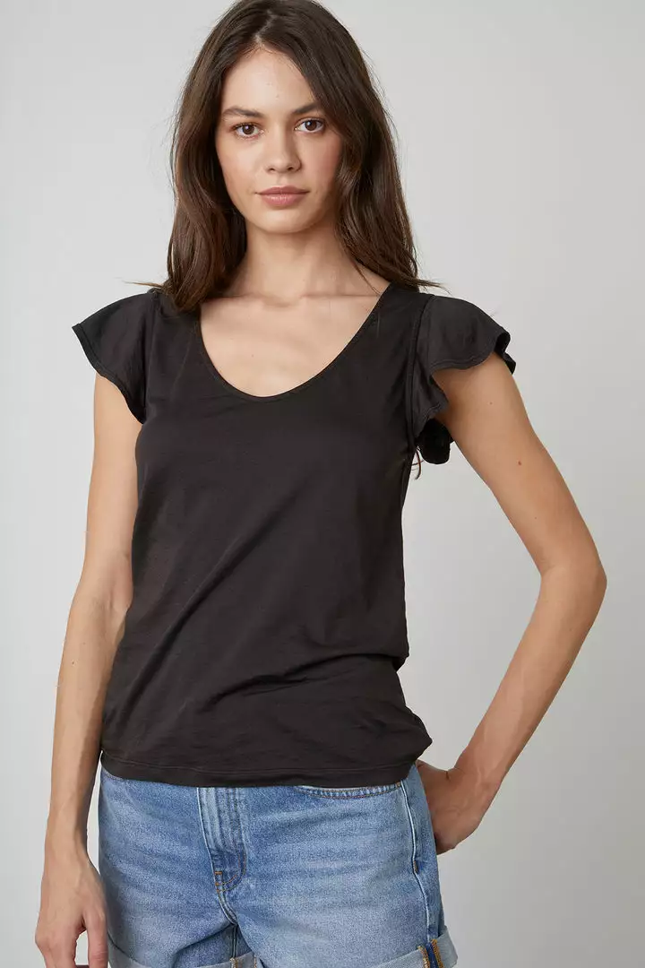 Velvet By Graham & Spencer RASHIDA SCOOP NECK TEE Womens 1 Velvet By Graham & Spencer RASHIDA SCOOP NECK TEE Womens