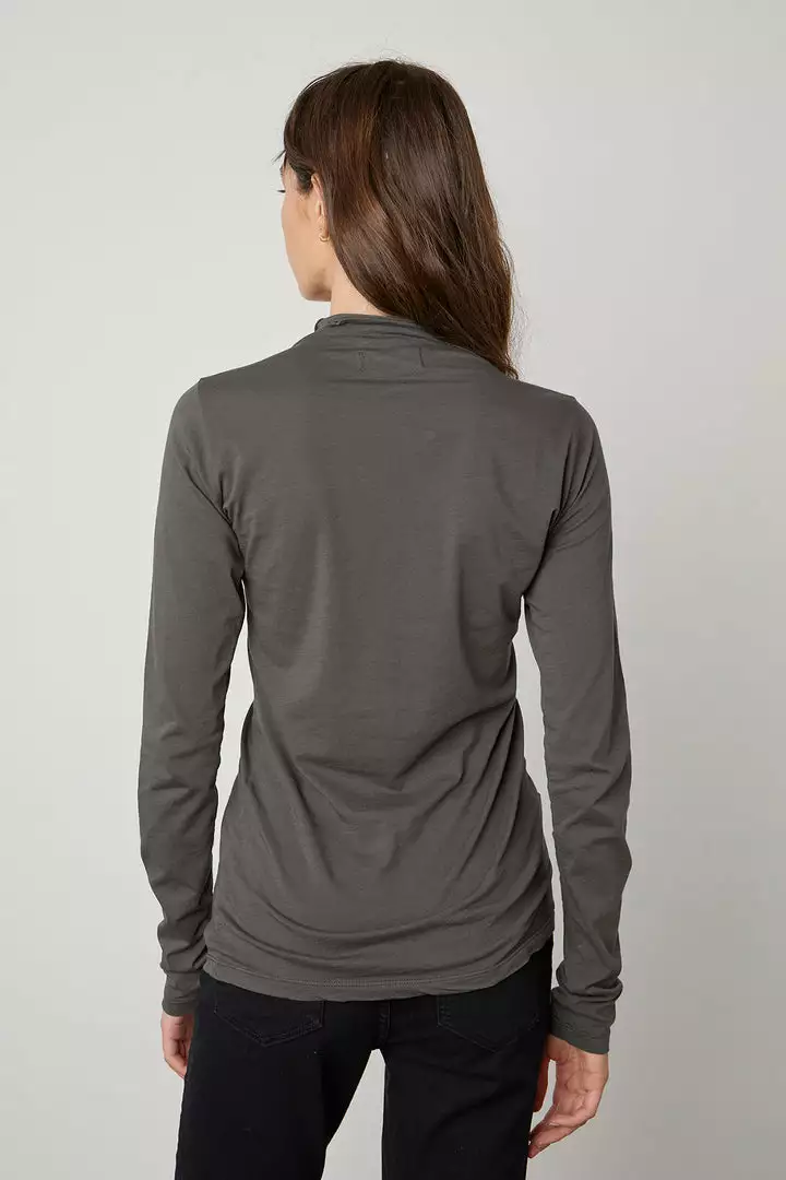 Velvet By Graham & Spencer TALISIA GAUZY WHISPER FITTED MOCK NECK TEE 3 Velvet By Graham & Spencer TALISIA GAUZY WHISPER FITTED MOCK NECK TEE