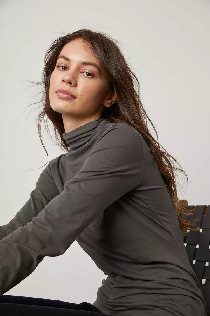 Velvet By Graham & Spencer TALISIA GAUZY WHISPER FITTED MOCK NECK TEE 4 Velvet By Graham & Spencer TALISIA GAUZY WHISPER FITTED MOCK NECK TEE