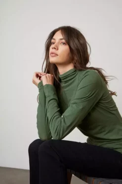 Velvet By Graham & Spencer TALISIA GAUZY WHISPER FITTED MOCK NECK TEE 23 Velvet By Graham & Spencer TALISIA GAUZY WHISPER FITTED MOCK NECK TEE