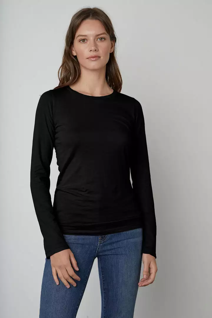 Velvet By Graham & Spencer ZOFINA GAUZY WHISPER FITTED CREW NECK TEE Womens 1 Velvet By Graham & Spencer ZOFINA GAUZY WHISPER FITTED CREW NECK TEE Womens