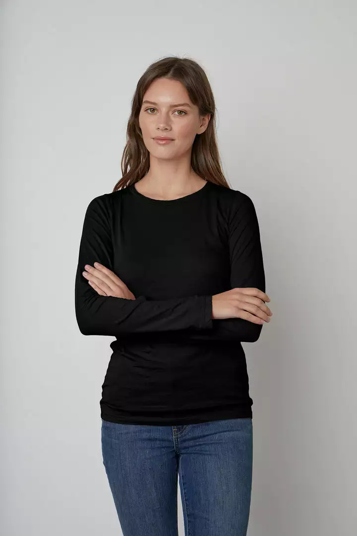 Velvet By Graham & Spencer ZOFINA GAUZY WHISPER FITTED CREW NECK TEE Womens 4 Velvet By Graham & Spencer ZOFINA GAUZY WHISPER FITTED CREW NECK TEE Womens