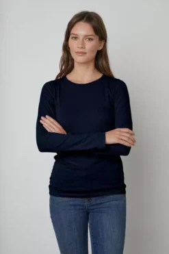 Velvet By Graham & Spencer ZOFINA GAUZY WHISPER FITTED CREW NECK TEE Womens 24 Velvet By Graham & Spencer ZOFINA GAUZY WHISPER FITTED CREW NECK TEE Womens