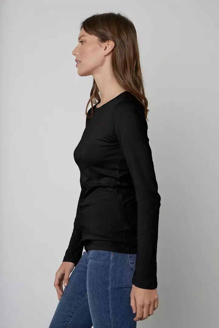 Velvet By Graham & Spencer ZOFINA GAUZY WHISPER FITTED CREW NECK TEE Womens 2 Velvet By Graham & Spencer ZOFINA GAUZY WHISPER FITTED CREW NECK TEE Womens