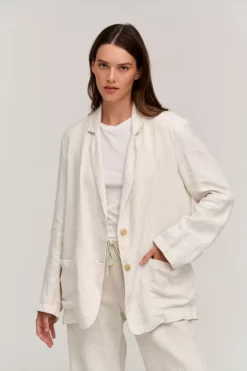 Velvet By Graham & Spencer Womens CASSIE HEAVY LINEN BLAZER