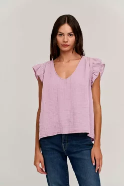 Velvet By Graham & Spencer BREANNA COTTON GAUZE TOP Womens 21 Velvet By Graham & Spencer BREANNA COTTON GAUZE TOP Womens