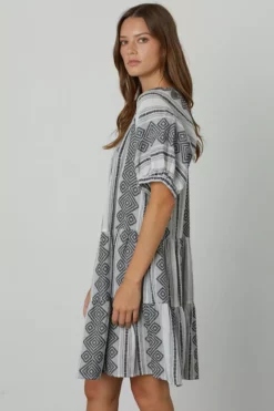 Velvet By Graham & Spencer Womens SOPHIE PUFF SLEEVE JACQUARD DRESS