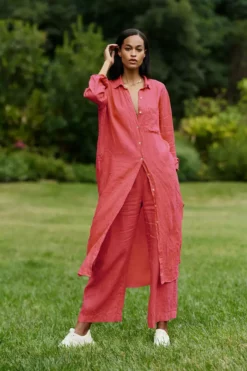 Velvet By Graham & Spencer Womens JORA LINEN BUTTON-UP DRESS