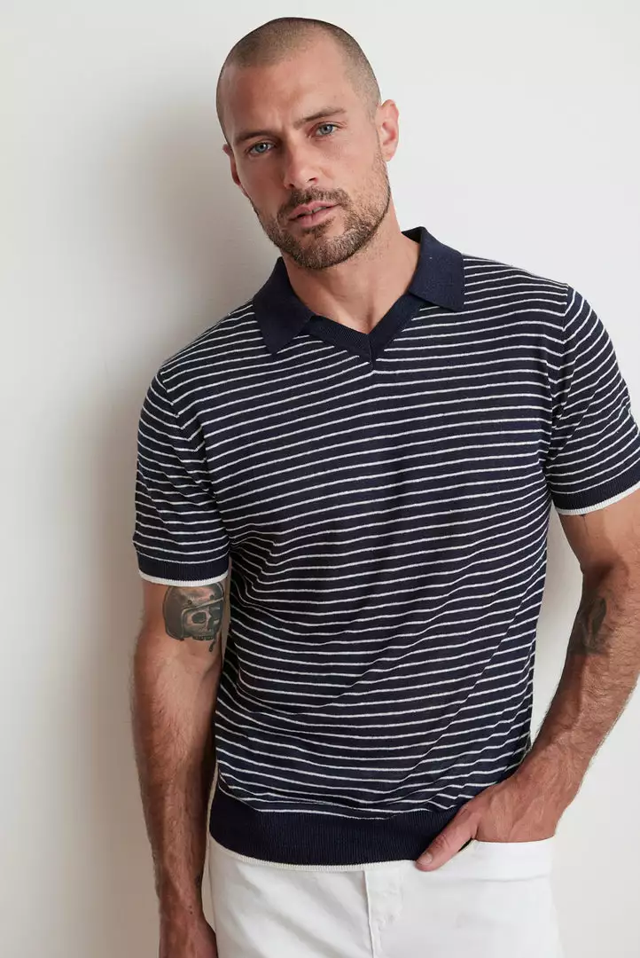 Velvet By Graham & Spencer LEON STRIPED POLO Mens 1 Velvet By Graham & Spencer LEON STRIPED POLO Mens