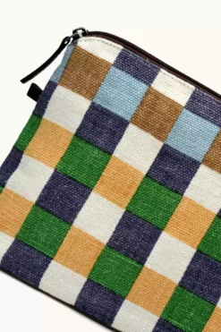 Womens LARGE GINGHAM LINEN POUCH BY EPICE