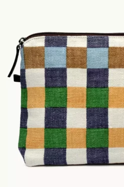 Womens LARGE GINGHAM LINEN POUCH BY EPICE
