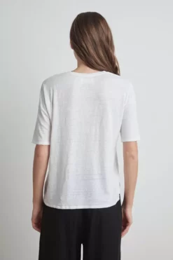 Velvet By Graham & Spencer STEFANI LINEN KNIT V-NECK TEE