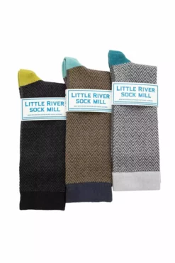 Accessories TEXTURED HERRINGBONE CREW SOCK BY LITTLE RIVER SOCK MILL