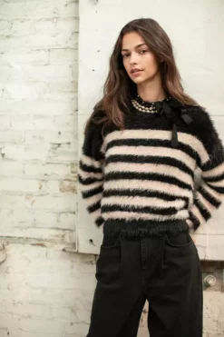 Velvet By Graham & Spencer LULU STRIPED SWEATER Womens