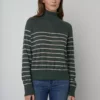 Velvet By Graham & Spencer ZOE STRIPED TURTLENECK SWEATER