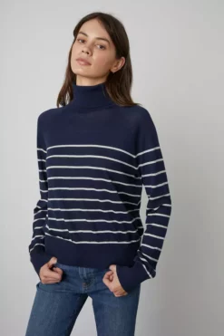 Velvet By Graham & Spencer ZOE STRIPED TURTLENECK SWEATER 15 Velvet By Graham & Spencer ZOE STRIPED TURTLENECK SWEATER