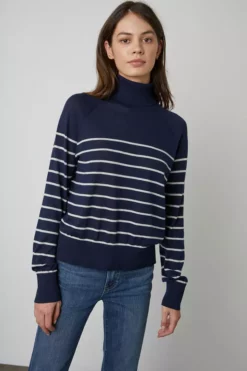 Velvet By Graham & Spencer ZOE STRIPED TURTLENECK SWEATER 11 Velvet By Graham & Spencer ZOE STRIPED TURTLENECK SWEATER