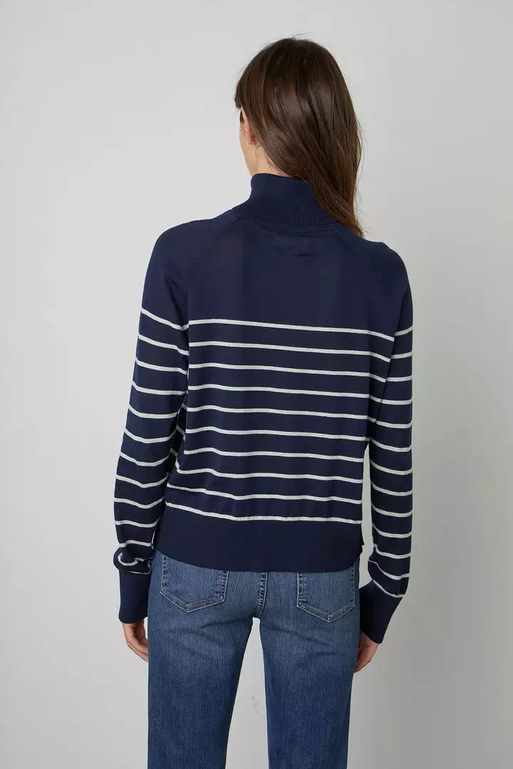 Velvet By Graham & Spencer ZOE STRIPED TURTLENECK SWEATER 7 Velvet By Graham & Spencer ZOE STRIPED TURTLENECK SWEATER