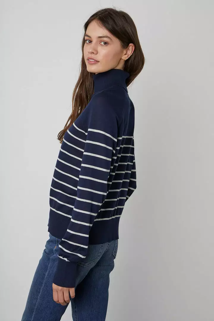 Velvet By Graham & Spencer ZOE STRIPED TURTLENECK SWEATER 6 Velvet By Graham & Spencer ZOE STRIPED TURTLENECK SWEATER