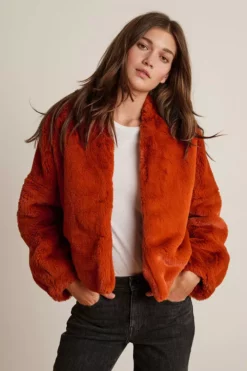 Velvet By Graham & Spencer Womens ANNE LUX FAUX FUR JACKET