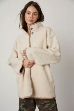 Velvet By Graham & Spencer Womens ALBANY REVERSIBLE LUX SHERPA COAT