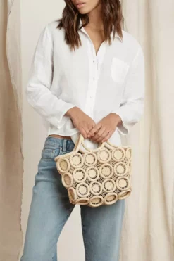 Velvet By Graham & Spencer MACRAME SMALL STRAW TOTE