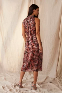 Velvet By Graham & Spencer Womens SHEENA METALLIC PRINTED DRESS