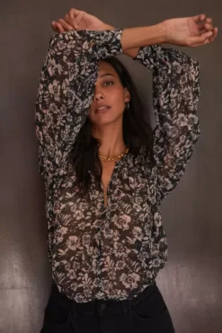Velvet By Graham & Spencer MILEY PRINTED BOHO BLOUSE Womens 11 Velvet By Graham & Spencer MILEY PRINTED BOHO BLOUSE Womens