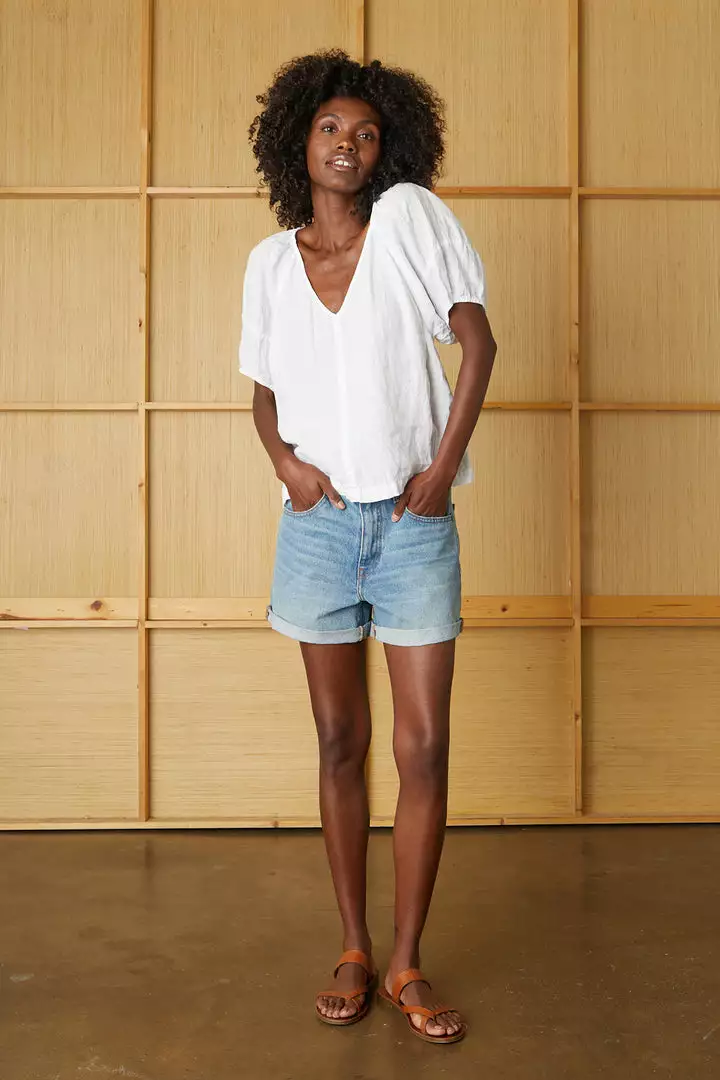 Velvet By Graham & Spencer Womens CALLIN PUFF SLEEVE LINEN TOP 8 Velvet By Graham & Spencer Womens CALLIN PUFF SLEEVE LINEN TOP