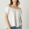 Velvet By Graham & Spencer CEILA LINEN FLUTTER SLEEVE BLOUSE