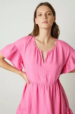 Velvet By Graham & Spencer NOOR LINEN TIERED DRESS Womens 22 Velvet By Graham & Spencer NOOR LINEN TIERED DRESS Womens