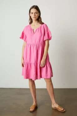 Velvet By Graham & Spencer NOOR LINEN TIERED DRESS Womens 19 Velvet By Graham & Spencer NOOR LINEN TIERED DRESS Womens