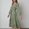 Velvet By Graham & Spencer Womens TRISH PRINTED GINGHAM DRESS