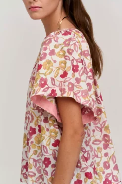 Velvet By Graham & Spencer JUNO PRINTED COTTON CAMBRIC TOP Womens