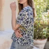 Velvet By Graham & Spencer JUNO PRINTED COTTON CAMBRIC TOP Womens