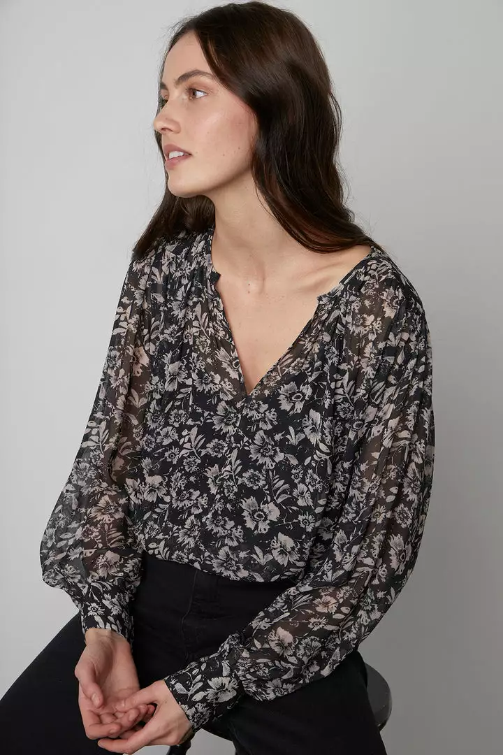 Velvet By Graham & Spencer MILEY PRINTED BOHO BLOUSE Womens 8 Velvet By Graham & Spencer MILEY PRINTED BOHO BLOUSE Womens