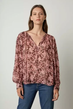 Velvet By Graham & Spencer MILEY PRINTED BOHO BLOUSE Womens