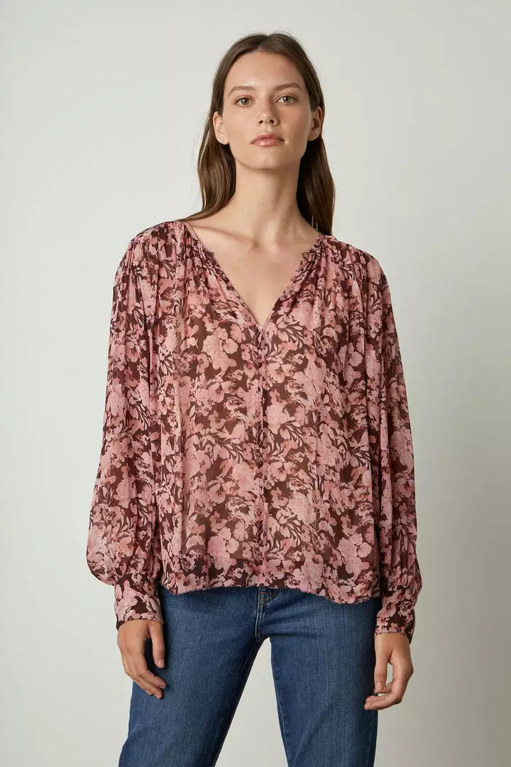 Velvet By Graham & Spencer MILEY PRINTED BOHO BLOUSE Womens 1 Velvet By Graham & Spencer MILEY PRINTED BOHO BLOUSE Womens