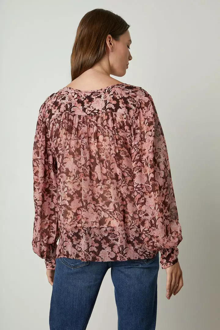 Velvet By Graham & Spencer MILEY PRINTED BOHO BLOUSE Womens 3 Velvet By Graham & Spencer MILEY PRINTED BOHO BLOUSE Womens