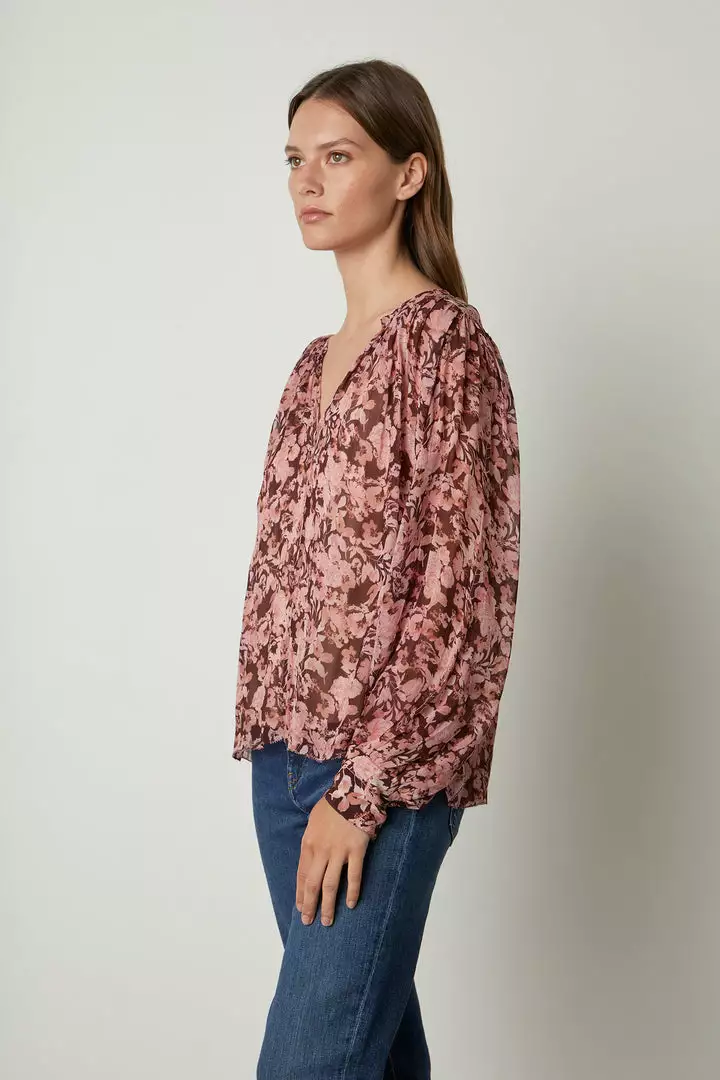Velvet By Graham & Spencer MILEY PRINTED BOHO BLOUSE Womens 2 Velvet By Graham & Spencer MILEY PRINTED BOHO BLOUSE Womens