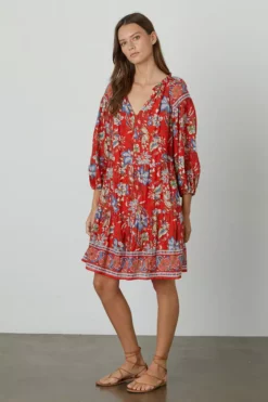 Velvet By Graham & Spencer Womens LILAH PRINTED TIERED DRESS