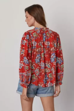 Velvet By Graham & Spencer MIKAYLA BUTTON-UP PRINTED BLOUSE Womens 17 Velvet By Graham & Spencer MIKAYLA BUTTON-UP PRINTED BLOUSE Womens