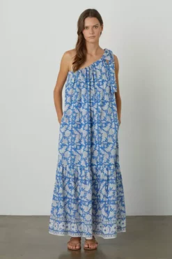 Velvet By Graham & Spencer JOANNA ONE SHOULDER PRINTED MAXI DRESS Womens