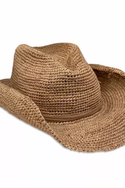 Velvet By Graham & Spencer Womens RAFFIA CROCHET COWBOY HAT