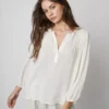Velvet By Graham & Spencer ELIZA HALF PLACKET BLOUSE