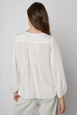 Velvet By Graham & Spencer ELIZA HALF PLACKET BLOUSE