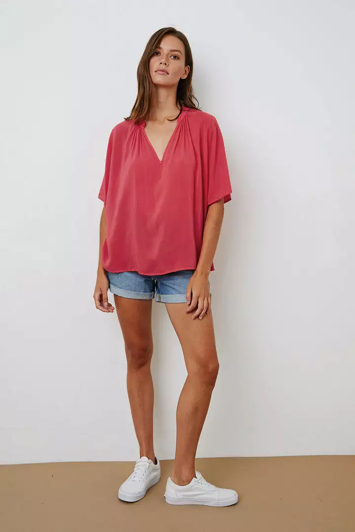 Velvet By Graham & Spencer Womens JAYCEE SPLIT NECK BLOUSE 2 Velvet By Graham & Spencer Womens JAYCEE SPLIT NECK BLOUSE