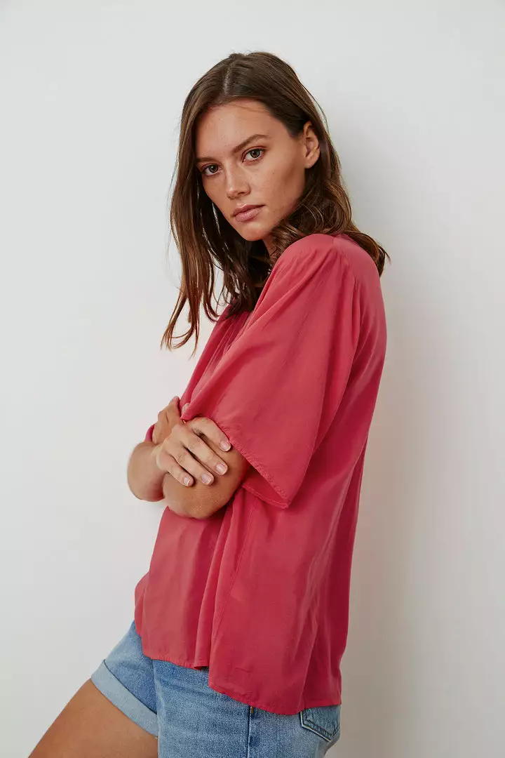 Velvet By Graham & Spencer Womens JAYCEE SPLIT NECK BLOUSE 3 Velvet By Graham & Spencer Womens JAYCEE SPLIT NECK BLOUSE